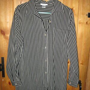 Lise J. button up shirt, black and grey stripes